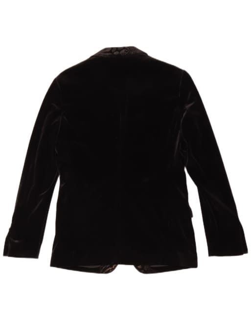 Vintage Mens 1 Button Velvet Blazer Jacket Size 48 Medium Black, 2 of 4