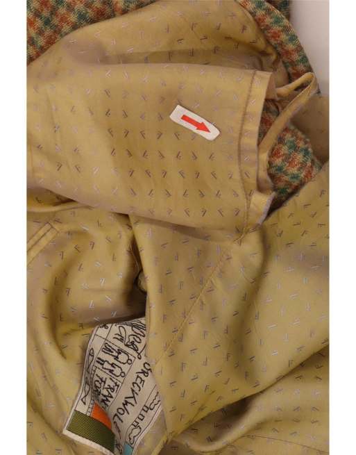 Vintage Mens 2 Button Blazer Jacket IT 52 XL Green Houndstooth Wool, 3 of 4