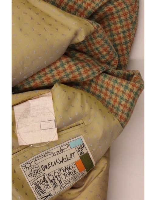 Vintage Mens 2 Button Blazer Jacket IT 52 XL Green Houndstooth Wool, 4 of 4