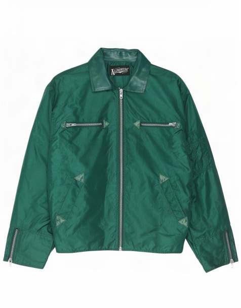 Vintage Mens Bomber Jacket UK 40 Large Green Nylon - view 1