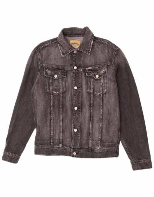 Vintage Mens Denim Jacket UK 42 XL Black Cotton