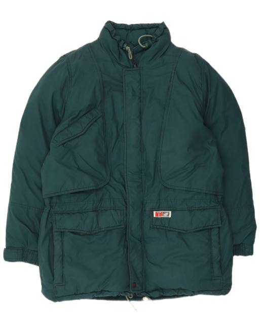 Vintage Mens Hooded Padded Ski Jacket IT 54 2XL Green Polyester, 1 of 4