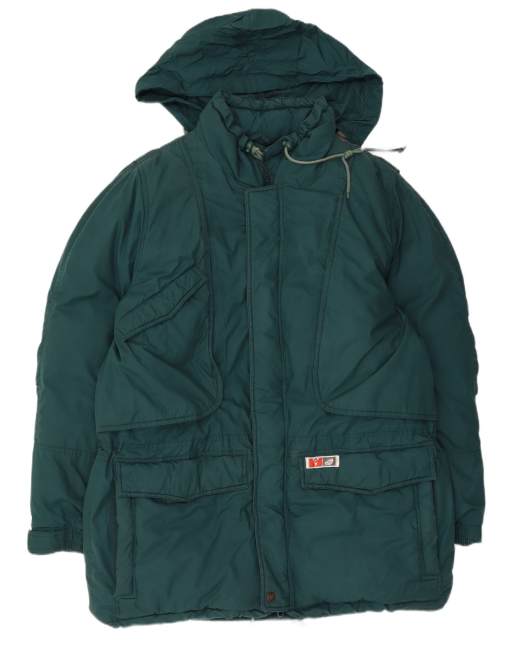 Vintage Mens Hooded Padded Ski Jacket IT 54 2XL Green Polyester, 3 of 4