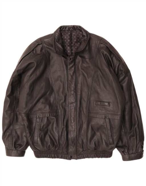 Vintage Mens Leather Jacket EU 50 Large Black, 1 of 4