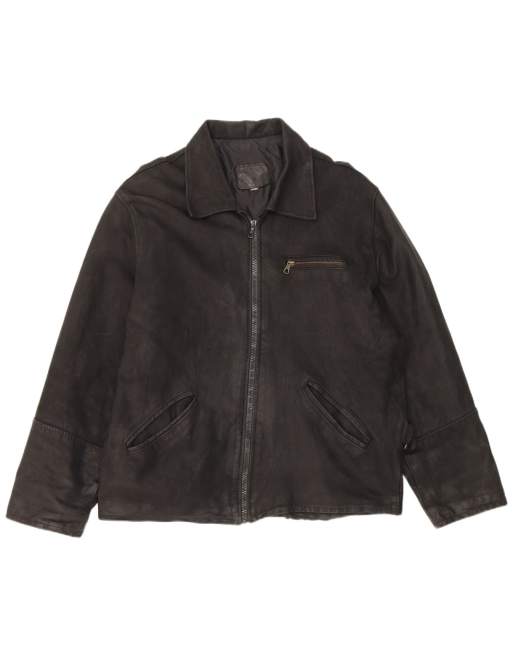 Vintage Mens Leather Jacket UK 42 XL Black Leather