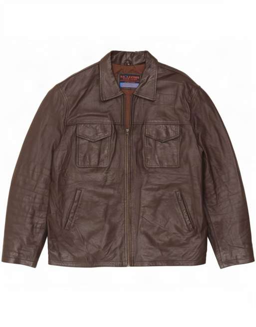 Vintage Mens Leather Jacket UK 42 XL Brown, 1 of 4