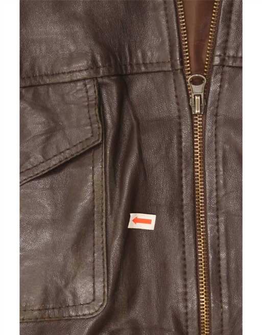 Vintage Mens Leather Jacket UK 42 XL Brown, 4 of 4