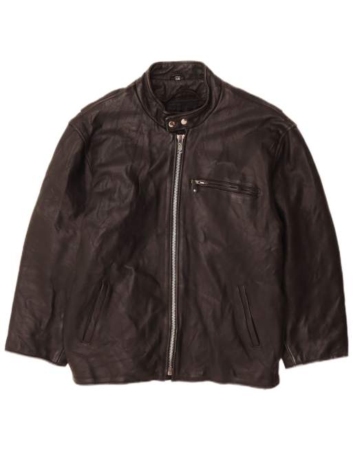 Vintage Mens Leather Jacket UK 44 2XL Black Leather