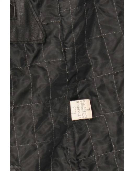 Vintage Mens Oversized Leather Jacket UK 40 Large Black Leather, 3 of 4