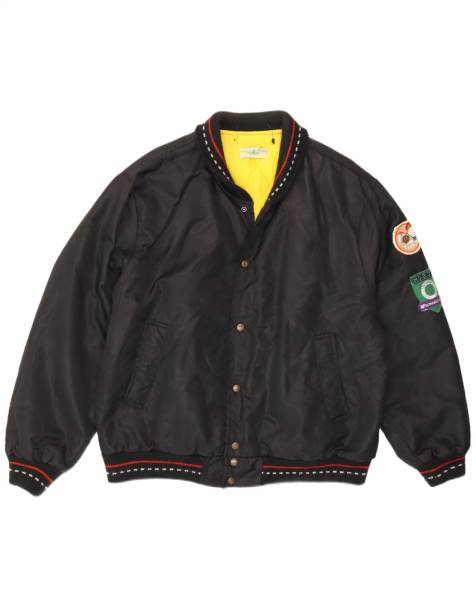 Vintage Mens Padded Bomber Jacket UK 40 Large Black Polyamide - view 1
