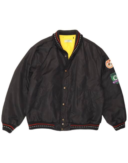 Vintage Mens Padded Bomber Jacket UK 40 Large Black Polyamide
