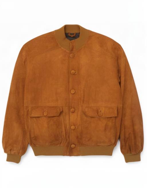 Vintage Mens Suede Bomber Jacket IT 52 XL Brown, 1 of 4