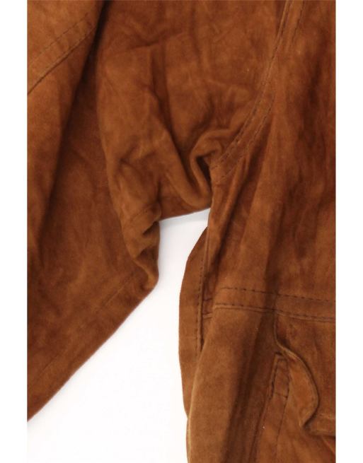 Vintage Mens Suede Bomber Jacket IT 52 XL Brown, 3 of 4
