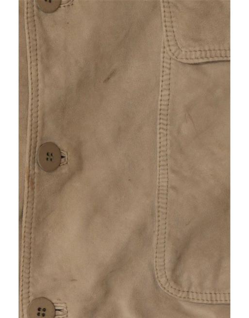 Vintage Mens Suede Bomber Jacket UK 40 Large Beige, 4 of 4