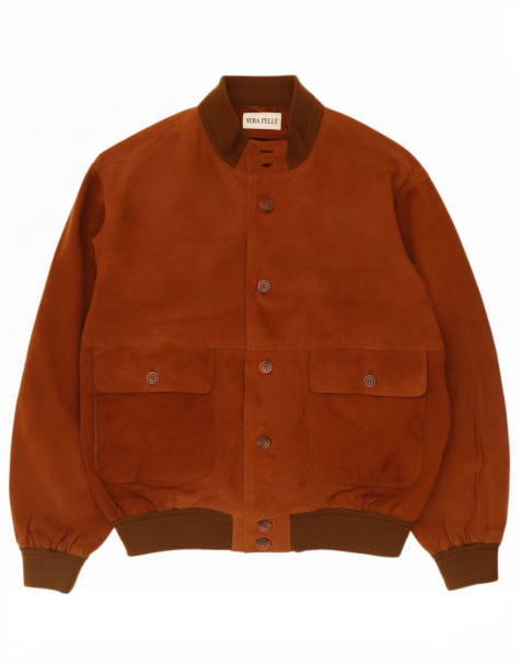Vintage Mens Suede Bomber Jacket UK 42 XL Brown Leather - view 1