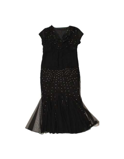 Vintage Mermaid Dress UK 16 Large In Black