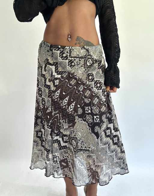 Vintage mesh maxi skirt in black
