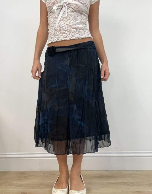 Vintage mesh maxi skirt in navy