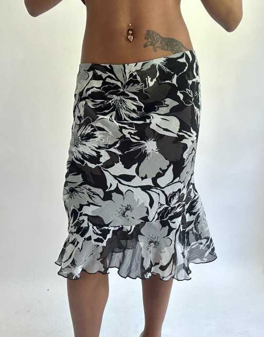 Vintage mesh midi skirt in black