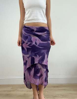 Vintage mesh midi skirt in purple