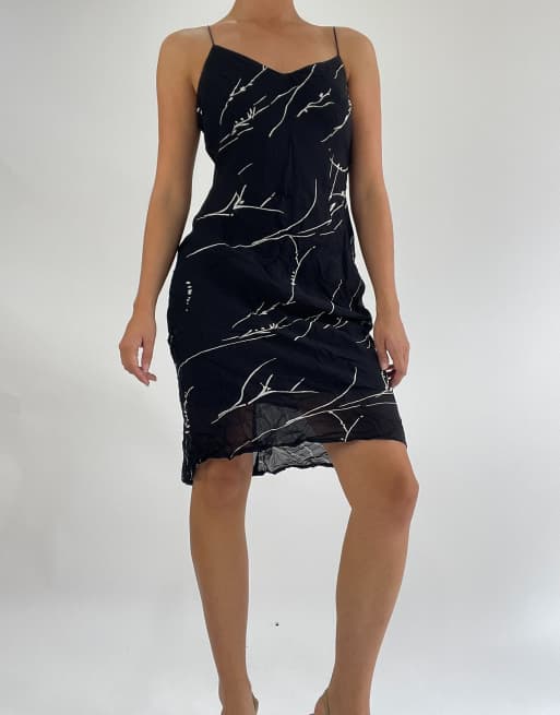 Vintage mesh overlay dress in black, 3 of 4