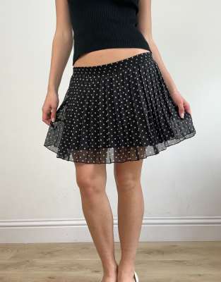 Vintage mesh polka dot skirt in black