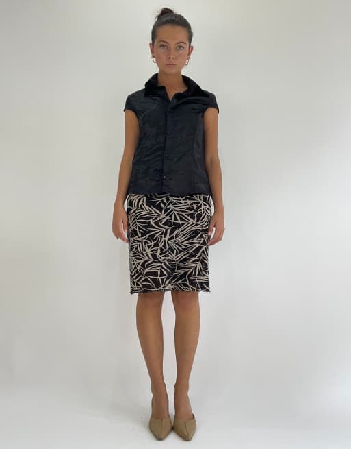 Vintage mesh skirt in black and beige