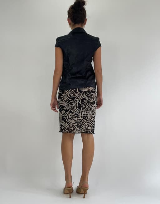 Vintage mesh skirt in black and beige, 2 of 4