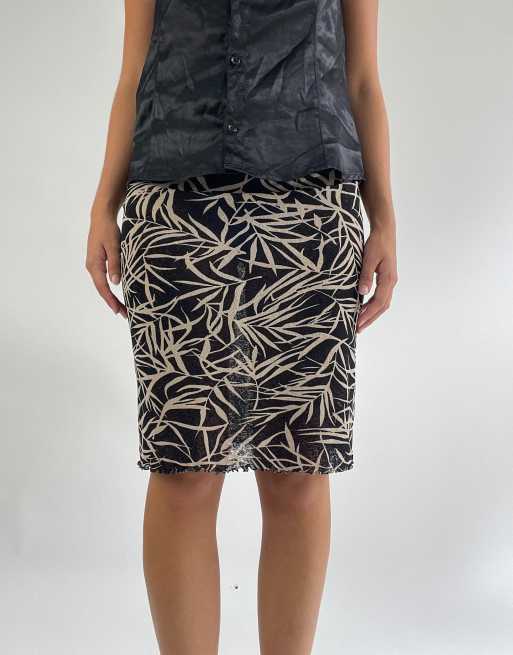 Vintage mesh skirt in black and beige, 3 of 4