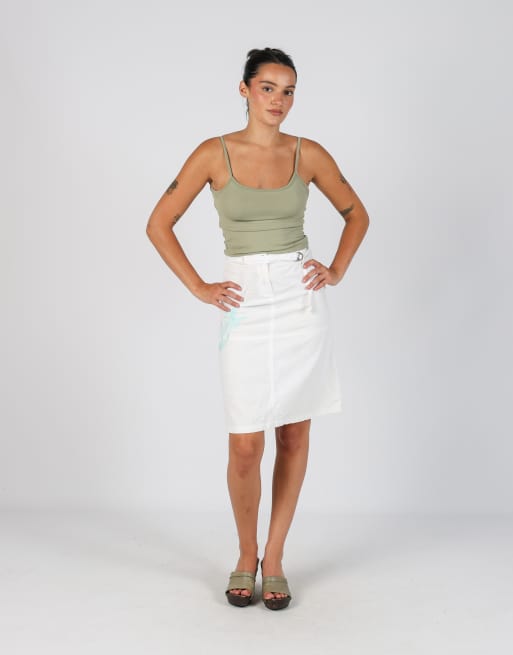 Vintage Mexx XS woven midi skirt in ivory