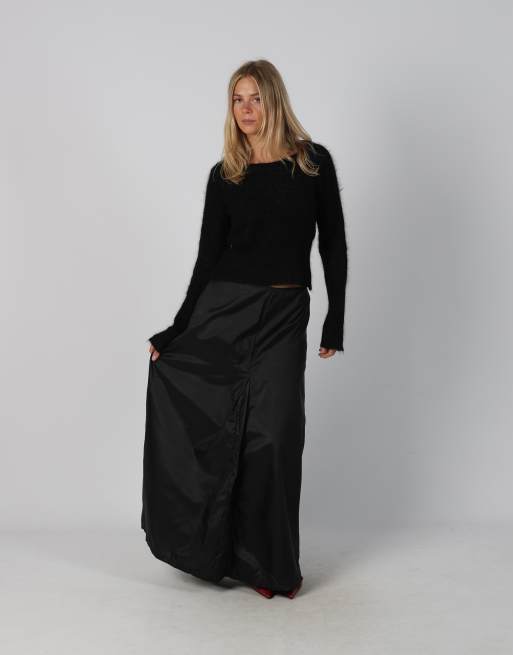 Vintage Mezzo S woven maxi skirt in black, 1 of 4