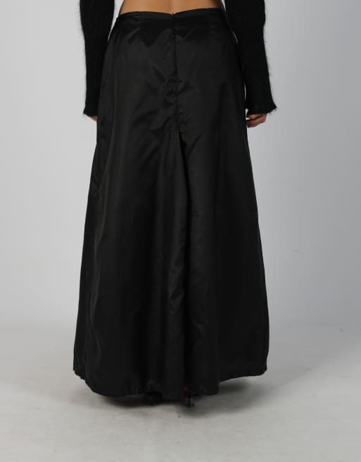 Vintage Mezzo S woven maxi skirt in black, 4 of 4