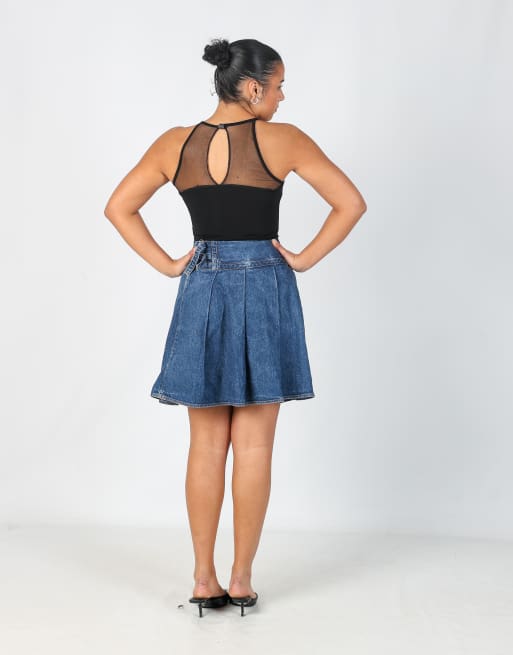 Vintage mi-ko jeans 12 denim midi skirt in blue