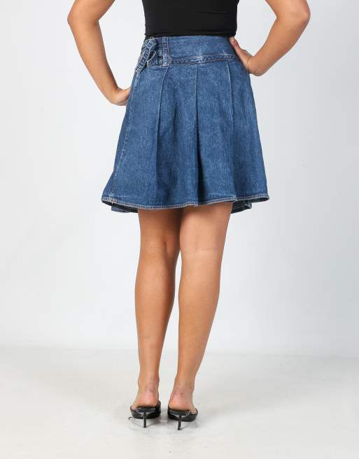 Vintage mi-ko jeans 12 denim midi skirt in blue, 2 of 4