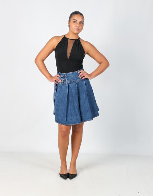 Vintage mi-ko jeans 12 denim midi skirt in blue, 3 of 4