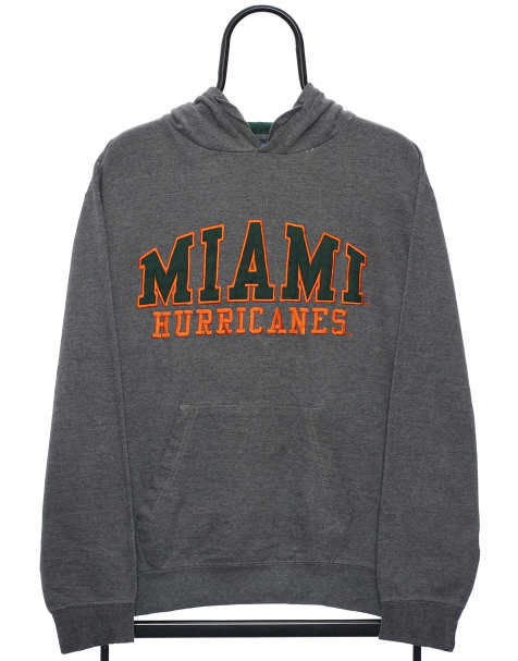 Vintage Miami Hurricanes Size S Hoodie Spellout In Grey - view 1