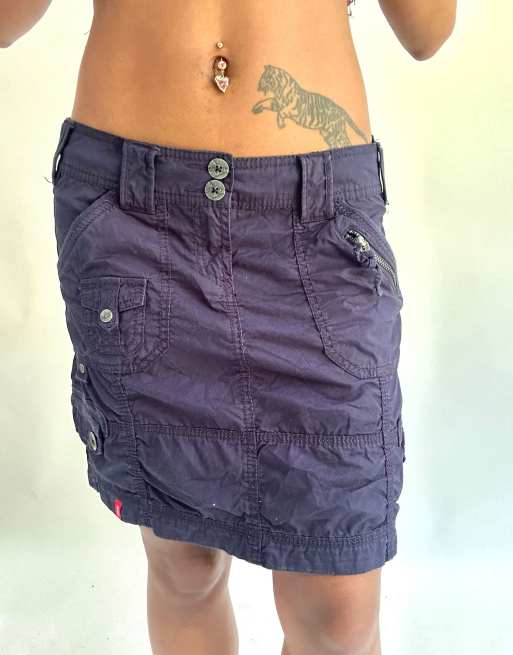 Vintage midi cargo skirt in navy