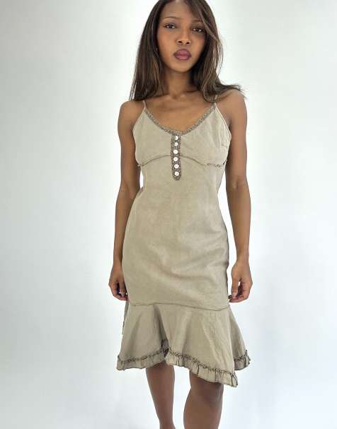 Vintage midi dress in beige - view 1
