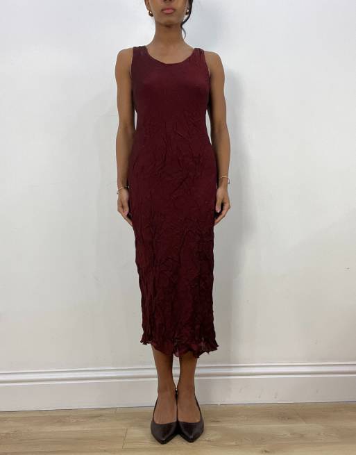 Vintage midi length dress in burgundy