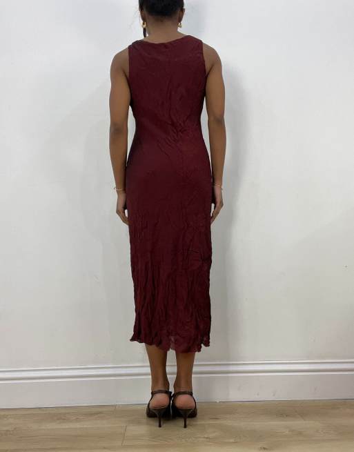 Vintage midi length dress in burgundy, 2 of 4