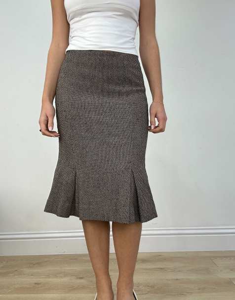 Vintage midi length skirt in brown - view 1