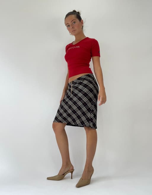 Vintage midi skirt in black and beige