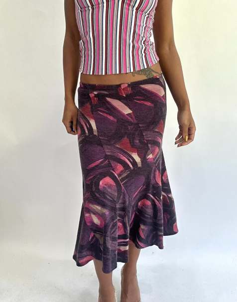 Vintage midi skirt in purple - view 1
