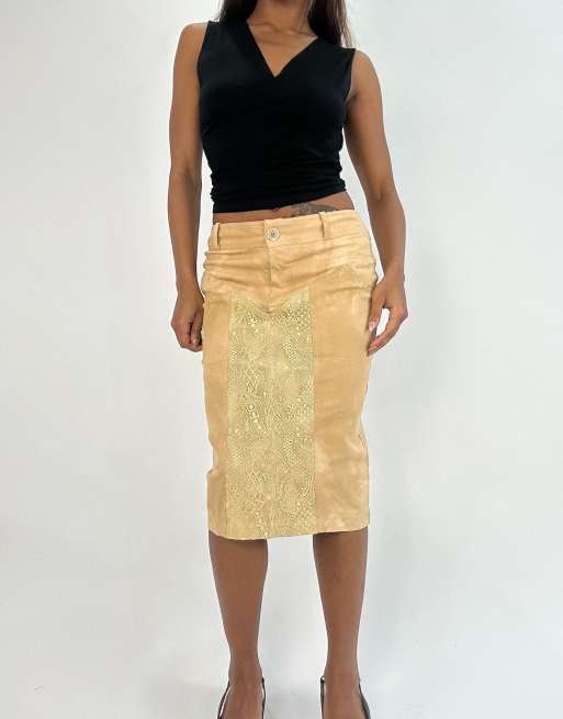 Vintage midi skirt in tan