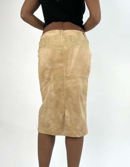Vintage midi skirt in tan, 2 of 4