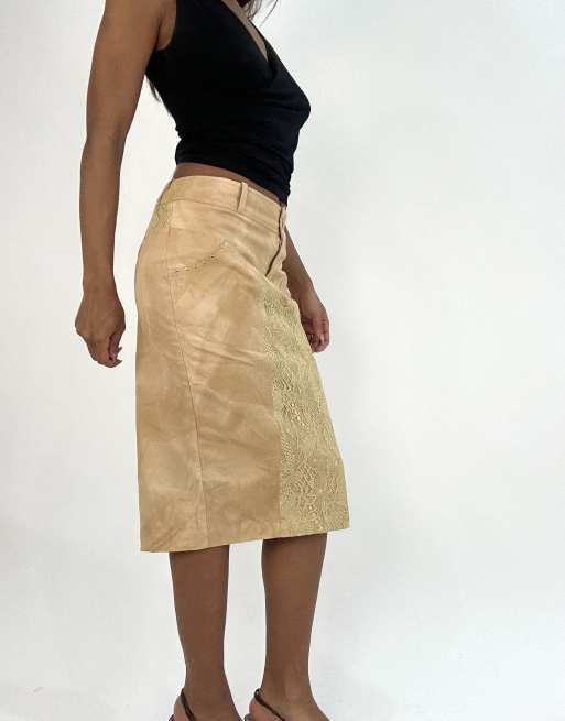 Vintage midi skirt in tan, 4 of 4