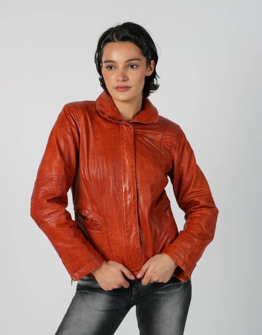 Vintage Milestone S leather jacket in orange, 1 of 4