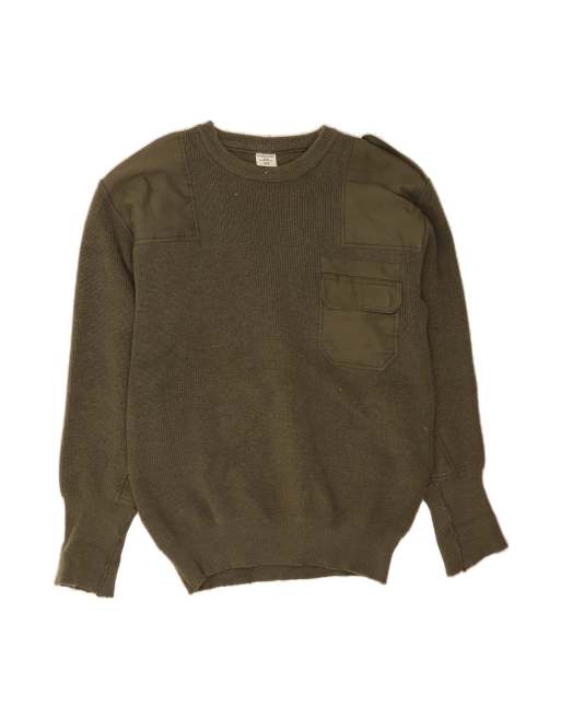 Vintage Military Crew Neck Jumper Sweater EU 48 2XL In Khaki
