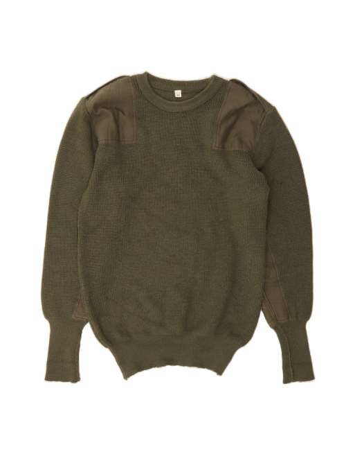 Vintage Military Crew Neck Jumper Sweater It 48 Small In Green