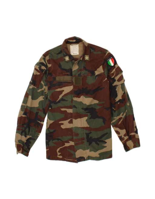 Vintage Military Jacket It 46 Small In Brown Camouflage